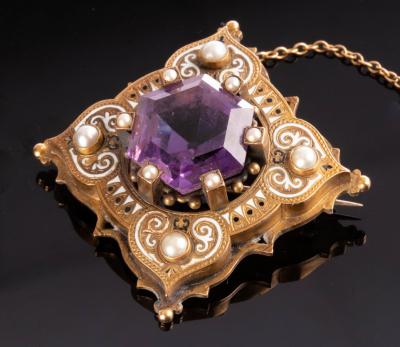 A Victorian amethyst, pearl and white