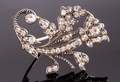 A Victorian diamond brooch of flower