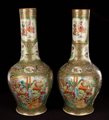 Two Chinese famille rose baluster