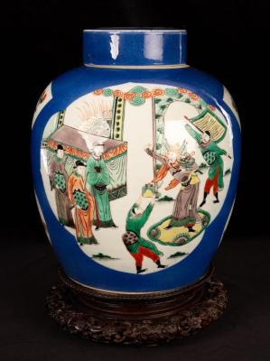 A Chinese blue ground ginger jar