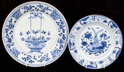 Two Chinese blue and white plates,