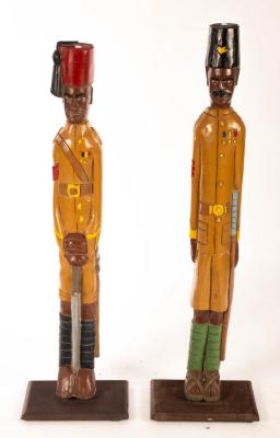 Two wooden carved and painted military