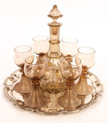 A Venetian glass decanter and six 2dba09