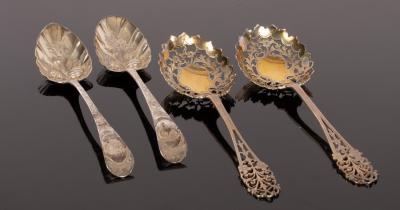 Two George III silver dessert spoons,