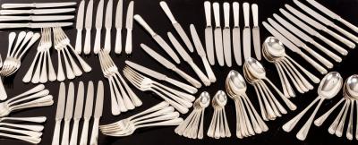 A laurel pattern silver table service,