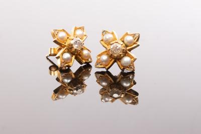 A pair of Victorian diamond and