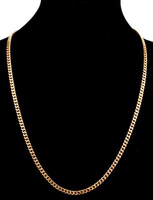 A 14k yellow gold necklace of flattened