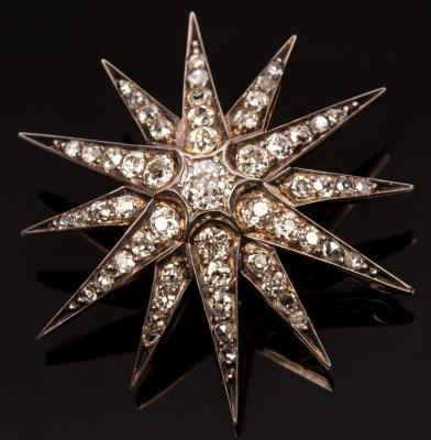 A Victorian diamond starburst brooch/pendant