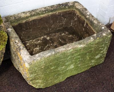 A large square stone trough, 78cm x