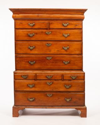 A late 18th Century pine tallboy chest