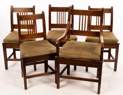 Four oak single chairs with solid
