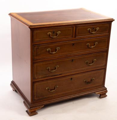 A mahogany chest, the top cross banded