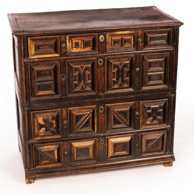 A 17th Century oak chest in two 2dbb16