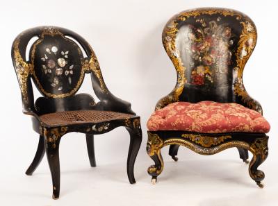 Two Victorian papier-mâché chairs