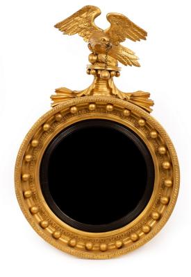 A Regency convex mirror, the ball