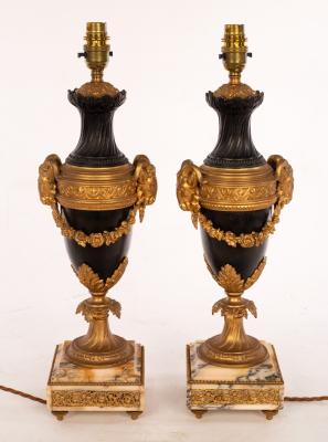 A pair of urn-shaped table lamps