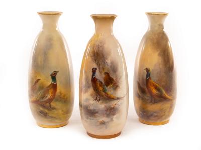Three Royal Worcester oviform vases 2dbbaa