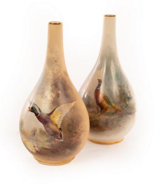 Two Royal Worcester pear-shaped