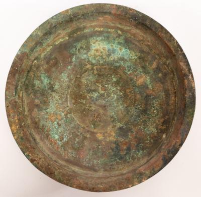 A Chinese bronze shallow circular