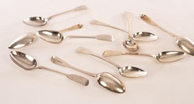Eight fiddle pattern silver tablespoons,