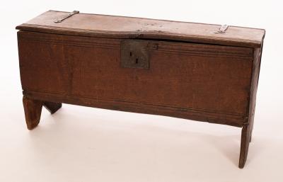 A James I oak six plank chest,