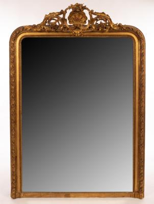 A gilt plaster overmantel mirror,