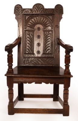 A Charles I oak wainscot chair,