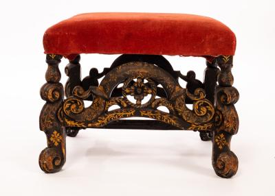 A William and Mary stool, the black