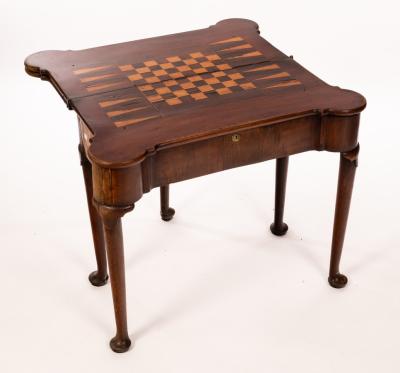 A George II walnut triple-flap gaming