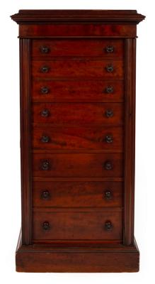 A mahogany Wellington chest with