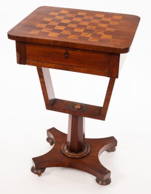 A Regency rosewood work table, the top