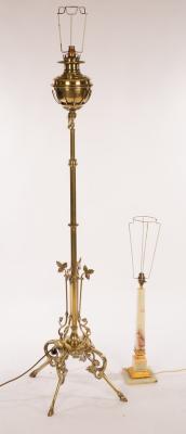 A brass telescopic standard lamp