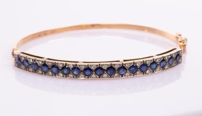 A sapphire and diamond hinged bangle  2dbe4c