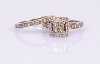 A diamond dress ring of square