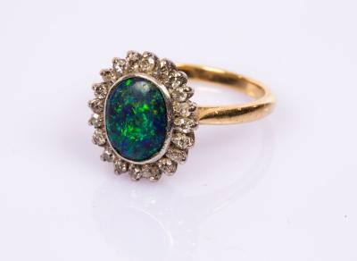 A black opal and diamond cluster 2dbe93