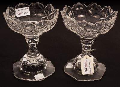 A pair of Victorian cut glass sweetmeat