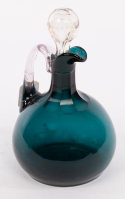 A blue tinted glass claret jug