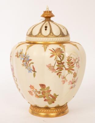 A Royal Worcester blush ivory pot