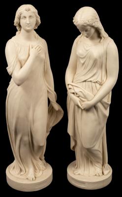 Two large Copeland Parian figures,