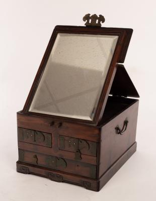 A Chinese hardwood dressing case