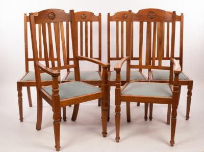 A set of six Arts Crafts walnut 2dc053