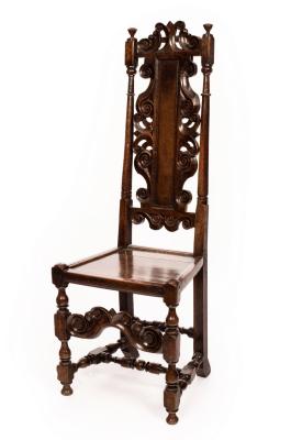 An oak high back single chair of