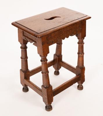 An oak joint stool with pierced 2dc0cf