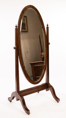 A Regency style oak framed cheval