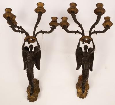 A pair of Empire bronze and ormolu