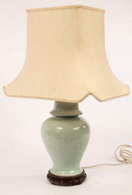 A Chinese style celadon lamp, 72cm high