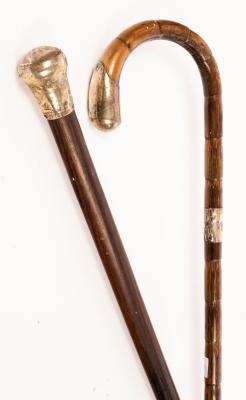 A silver mounted walking cane with