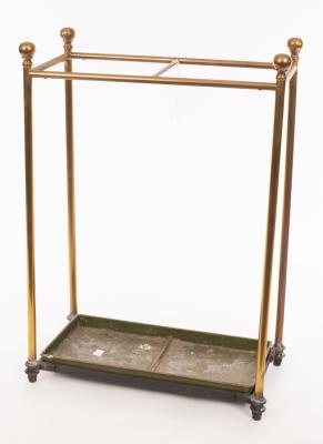 A brass two-division stick stand with