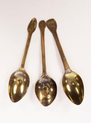 Three 18th Century brass spoons