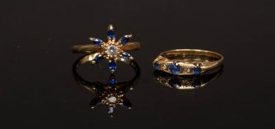 A sapphire and diamond star-shaped
